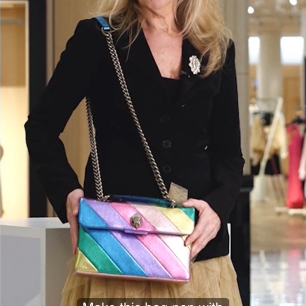 Rainbow METALLIC GENUINE LEATHER crossbody shoulder bag